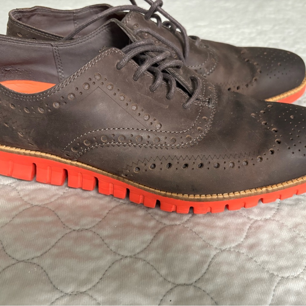 Cole Haan ZeroGrand Wingtip Oxford Orange Soles Size 12 Shoes